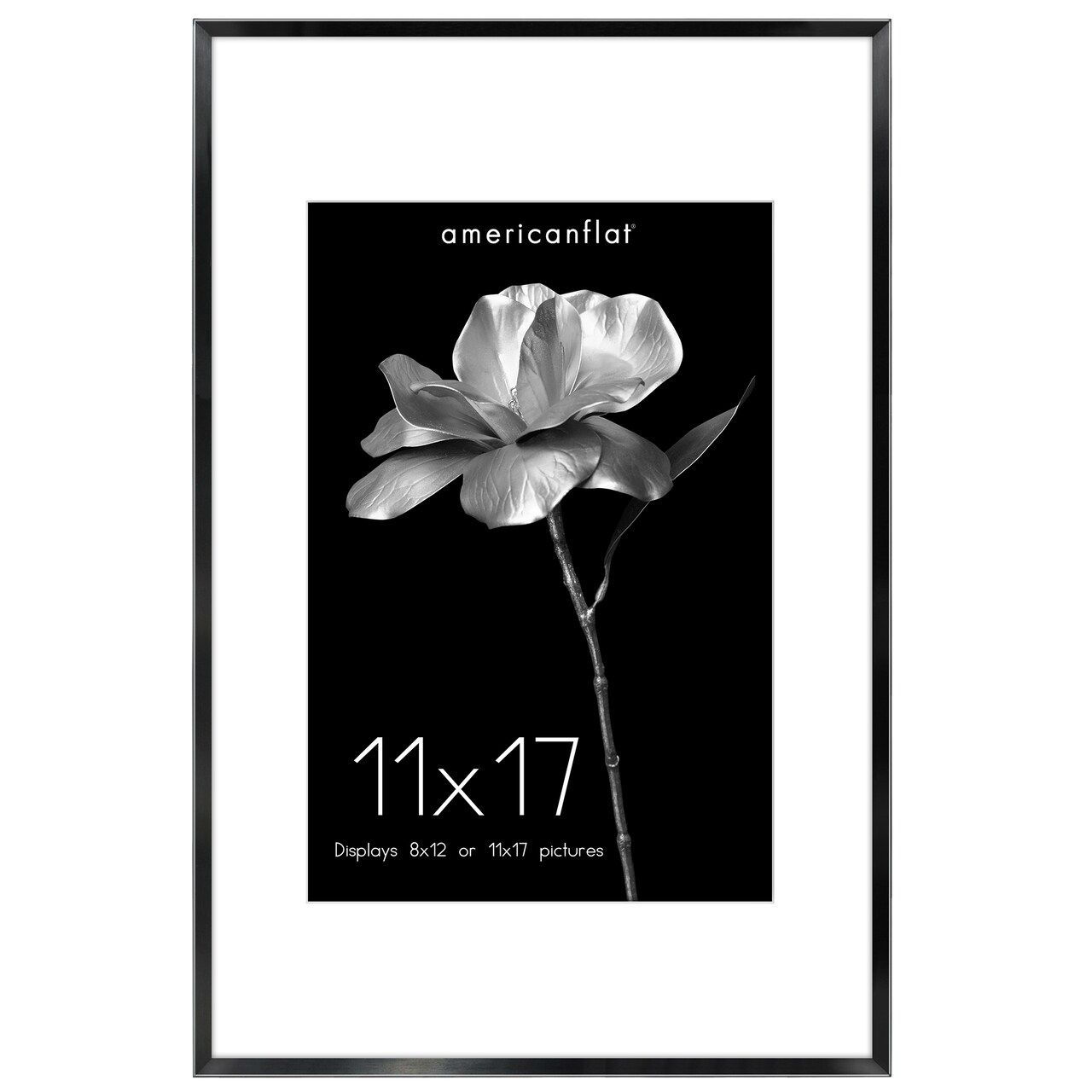 Americanflat Aluminum Picture Frame with Mat - Metal Photo Frame - Black Metal Molding Frame - Shatter Resistant Glass - Hanging Hardware